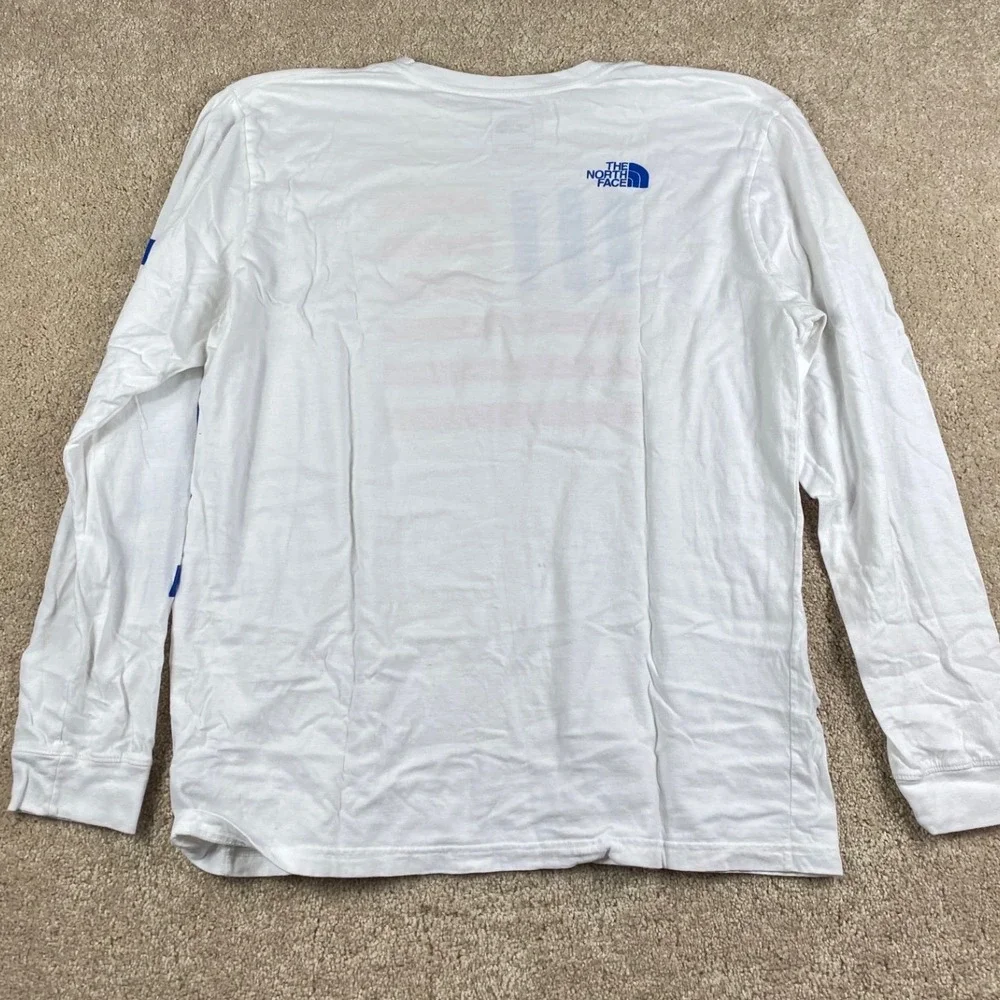 The North Face Mens XL White USA Graphic Long Sleeve T-Shirt Flag Print BX16A14